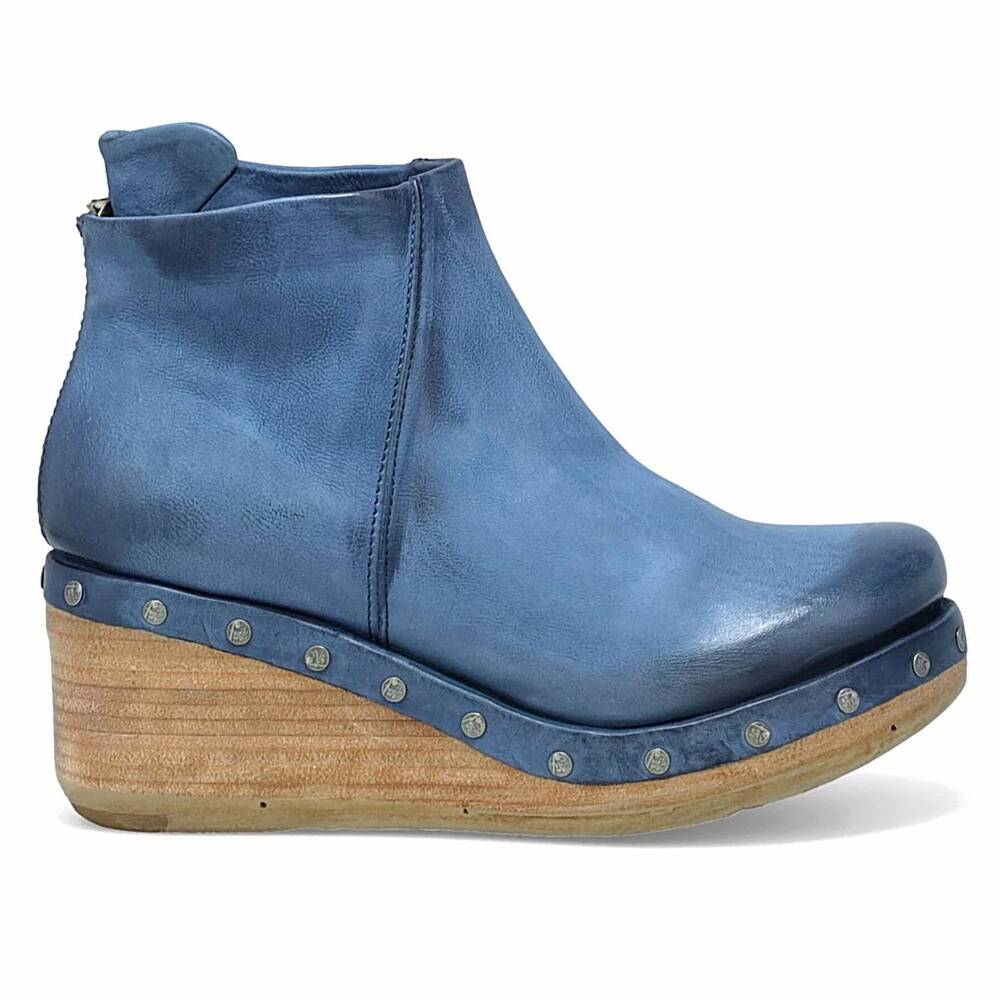NEW A.S.98 women's savina wedge bootie in denim